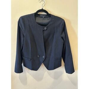 THEORY Classic Black Cropped Long Sleeve Blazer One-Button Madalyn Style